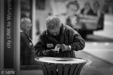 Queen Street Auckland city, black and white photo by Mike Wheelton
